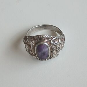 Vintage Men's Amethyst Sterling Silver Ring Size 12 1/2